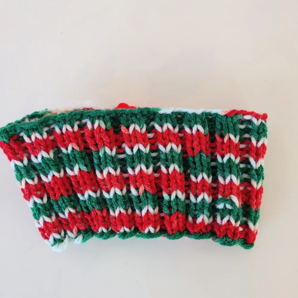 Pet Dog Collar Cover Hand Crafted Large Christmas Red White Green Accessory